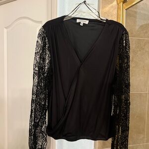 Elegant Black Lace Sleeve Top